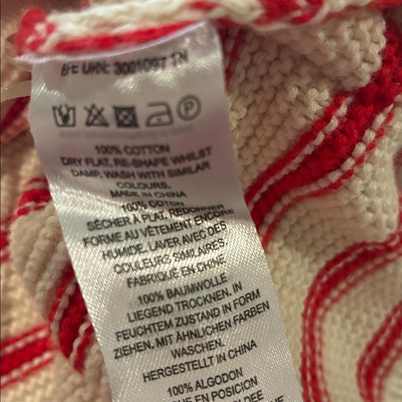 French Connection 100% Cotton Red and Cream Striped Sweater - Picture 5 of 5